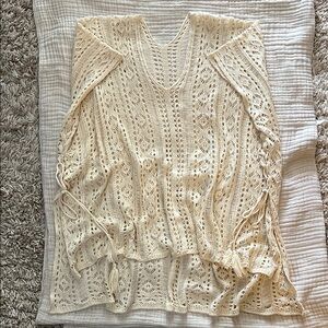 NWOT Cream Crochet Swimsuit cover
